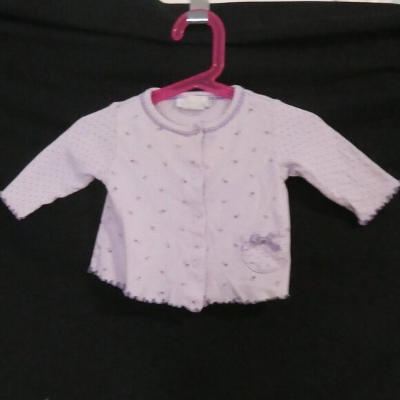 VITAMINS BABY | P2P 10 inches measured | Lilac Baby Cardigan With Floral Accents - Picture 1 of 14